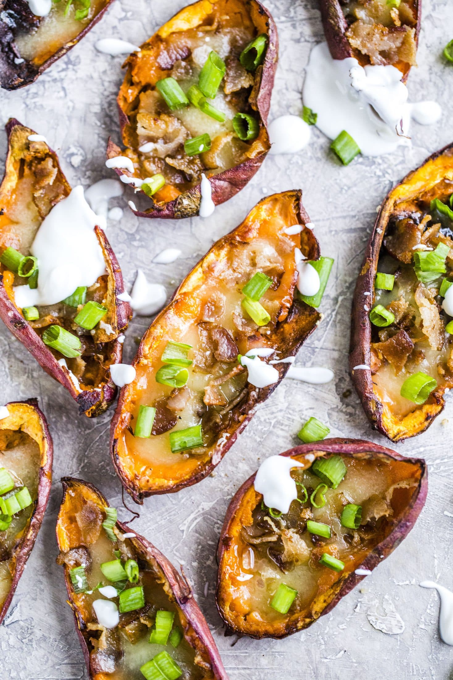 savory loaded sweet potato skins I howsweeteats.com
