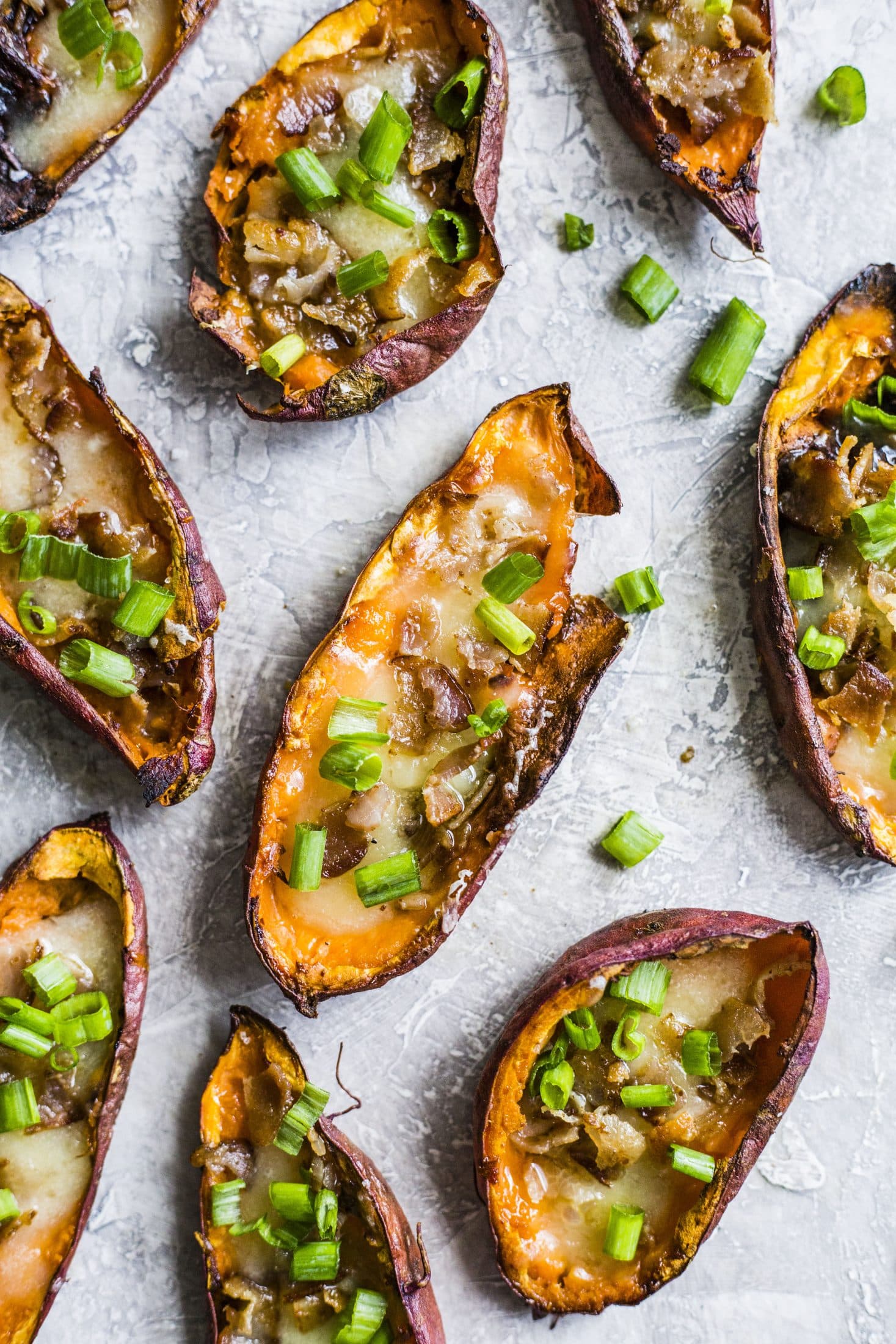 savory loaded sweet potato skins I howsweeteats.com