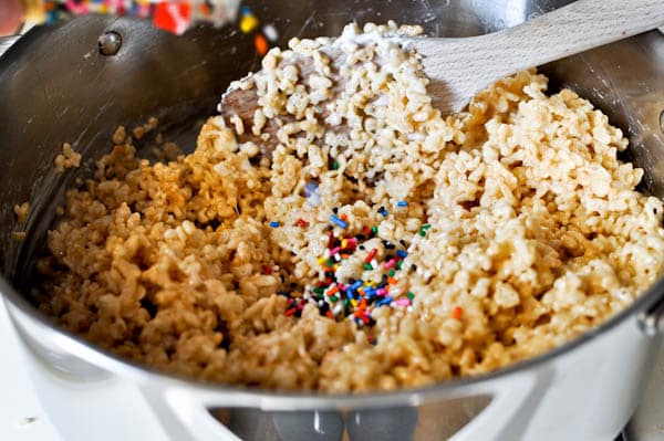 Cake Batter Crispy Treats I howsweeteats.com Cake Batter Crispy Treats I howsweeteats.com