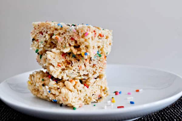 Cake Batter Crispy Treats I howsweeteats.com Cake Batter Crispy Treats I howsweeteats.com