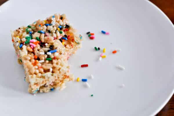 Cake Batter Crispy Treats I howsweeteats.com Cake Batter Crispy Treats I howsweeteats.com