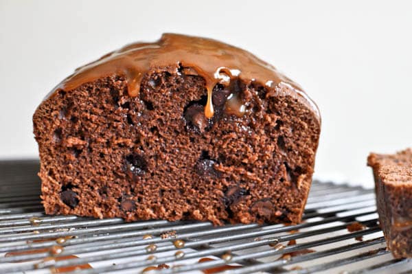 Salty Caramel Drenched Double Chocolate Loaf Cake I howsweeteats.com Salty Caramel Drenched Double Chocolate Loaf Cake I howsweeteats.com