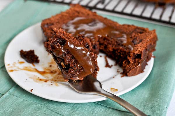 Salty Caramel Drenched Double Chocolate Loaf Cake I howsweeteats.com Salty Caramel Drenched Double Chocolate Loaf Cake I howsweeteats.com
