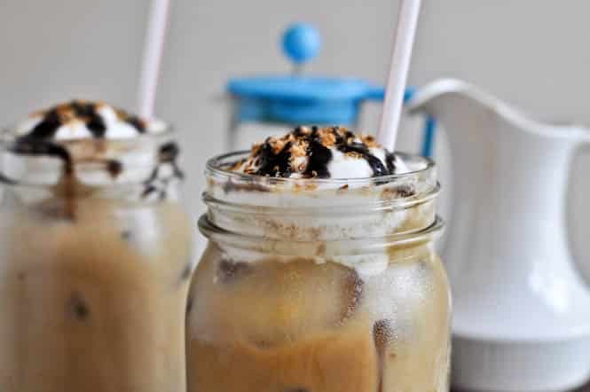 Homemade Mocha Coconut Iced Coffees I howsweeteats.com Homemade Mocha Coconut Iced Coffees I howsweeteats.com