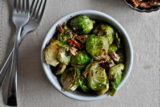Pan Roasted Brussels Sprouts with Brown Butter and Toasted Pecans I howsweeteats.com Pan Roasted Brussels Sprouts with Brown Butter and Toasted Pecans I howsweeteats.com