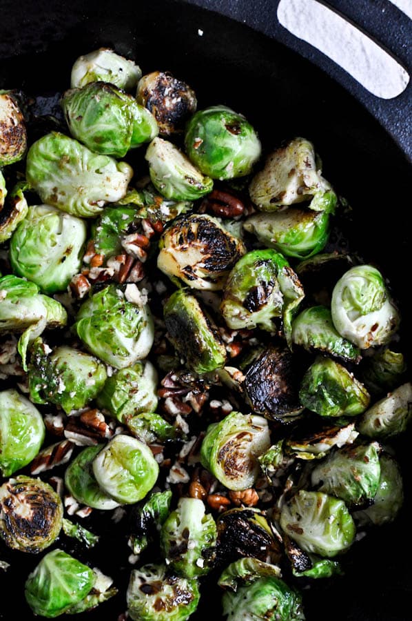 Pan Roasted Brussels Sprouts with Brown Butter and Toasted Pecans I howsweeteats.com Pan Roasted Brussels Sprouts with Brown Butter and Toasted Pecans I howsweeteats.com
