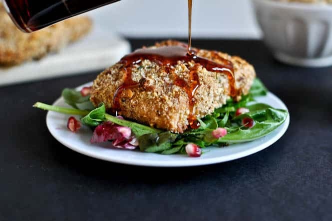 Roasted Almond Crusted Salmon with Pomegranate Glaze I howsweeteats.com Roasted Almond Crusted Salmon with Pomegranate Glaze I howsweeteats.com