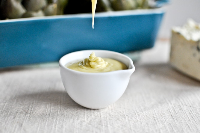 Herb Gorgonzola Artichokes with Parmesan Hollandaise I howsweeteats.com Herb Gorgonzola Artichokes with Parmesan Hollandaise I howsweeteats.com