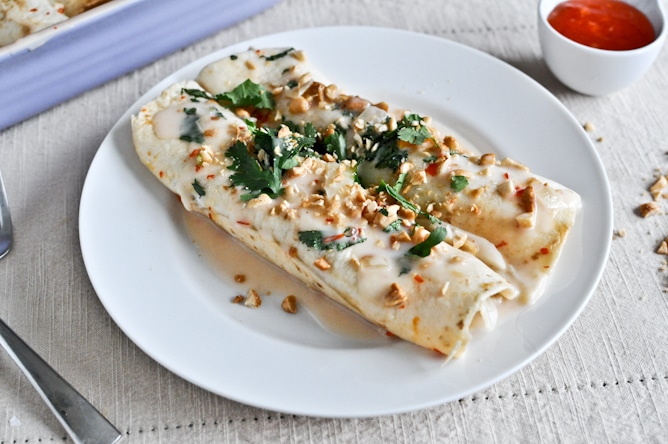 Thai Chicken Enchiladas I howsweeteats.com Thai Chicken Enchiladas I howsweeteats.com