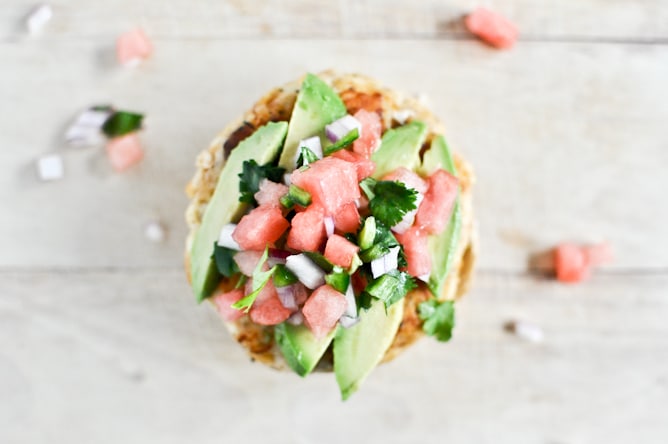 Tilapia Burgers with Watermelon Salsa + Avocado I howsweeteats.com Tilapia Burgers with Watermelon Salsa + Avocado I howsweeteats.com