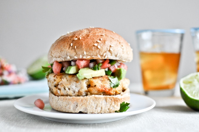Tilapia Burgers with Watermelon Salsa + Avocado I howsweeteats.com Tilapia Burgers with Watermelon Salsa + Avocado I howsweeteats.com