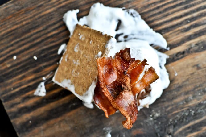 Bourbon Bacon Marshmallow S'mores I howsweeteats.com Bourbon Bacon Marshmallow S'mores I howsweeteats.com