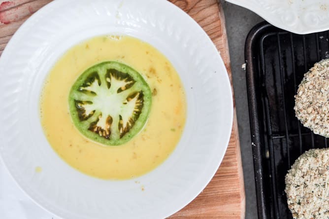 Oven Fried Green Tomato Caprese Stacks I howsweeteats.com Oven Fried Green Tomato Caprese Stacks I howsweeteats.com