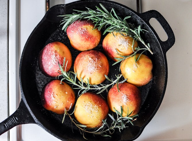 Rosemary, Bacon and Sugar Roasted Peaches I howsweeteats.com Rosemary, Bacon and Sugar Roasted Peaches I howsweeteats.com