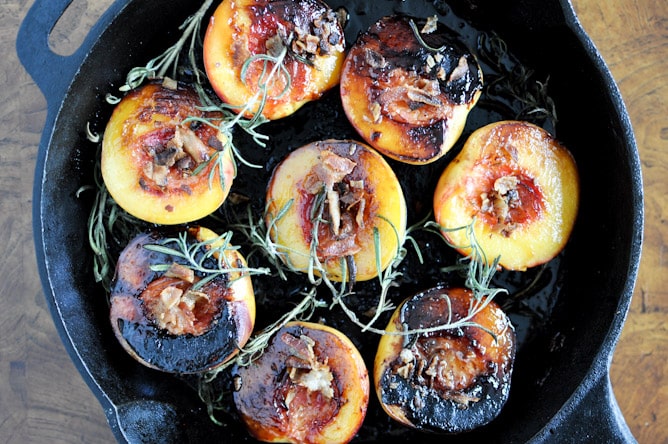 Rosemary, Bacon and Sugar Roasted Peaches I howsweeteats.com Rosemary, Bacon and Sugar Roasted Peaches I howsweeteats.com