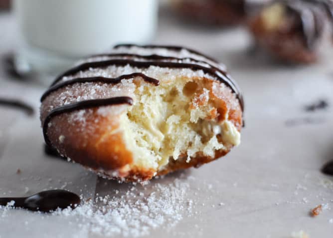 Peanut Butter Cream Filled Donuts I howsweeteats.com Peanut Butter Cream Filled Donuts I howsweeteats.com