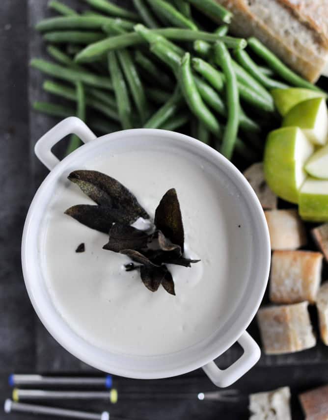 Goat Cheese Fondue with Fried Sage I howsweeteats.com Goat Cheese Fondue with Fried Sage I howsweeteats.com