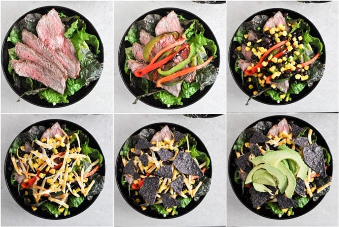 Tequila Lime Flank Steak Fajita Salad with Chile Lime Vinaigrette I howsweeteats.com Tequila Lime Flank Steak Fajita Salad with Chile Lime Vinaigrette I howsweeteats.com