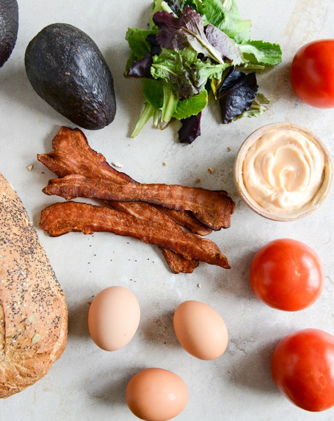 Avocado BLT's with Spicy Mayo and Fried Eggs I howsweeteats.com Avocado BLT's with Spicy Mayo and Fried Eggs I howsweeteats.com