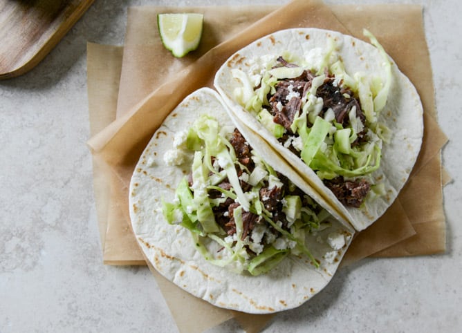 Crockpot Short Rib Tacos with Salted Lime Cabbage and Queso Fresco I howsweeteats.com Crockpot Short Rib Tacos with Salted Lime Cabbage and Queso Fresco I howsweeteats.com