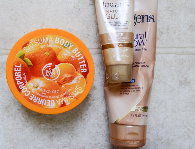 Body Shop Body Butter in Satsuma and Jergens Glow I howsweeteats.com Body Shop Body Butter in Satsuma and Jergens Glow I howsweeteats.com