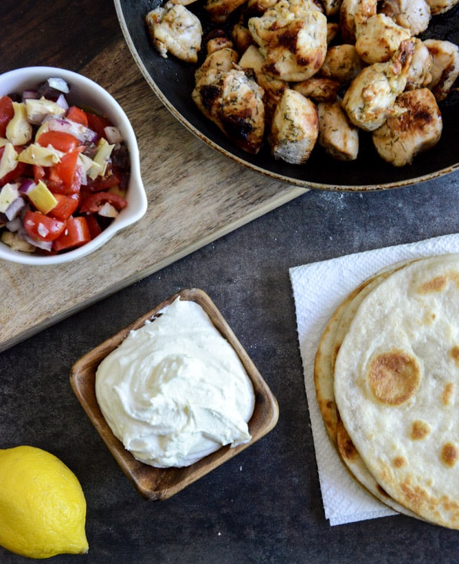 Marinated Greek Chicken Tostadas I howsweeteats.com Marinated Greek Chicken Tostadas I howsweeteats.com