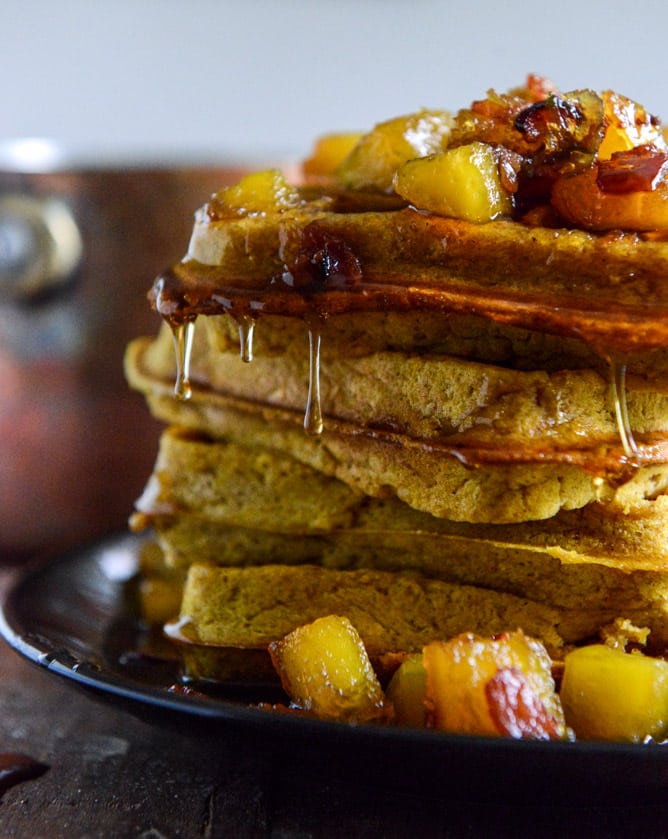Pumpkin Waffles with Butternut Bacon Syrup I howsweeteats.com Pumpkin Waffles with Butternut Bacon Syrup I howsweeteats.com