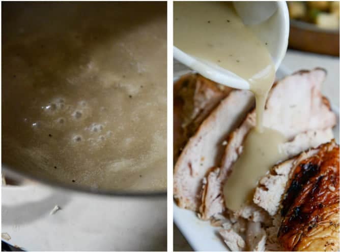 this applewood smoked turkey is prepped with a maple bourbon brine and served with a cider bourbon gravy! I howsweeteats.com this applewood smoked turkey is prepped with a maple bourbon brine and served with a cider bourbon gravy! I howsweeteats.com