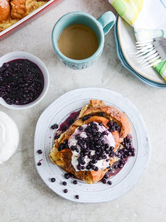 Cinnamon Sugar Sourdough French Toast Bake with Whipped Yogurt Topping I howsweeteats.com Cinnamon Sugar Sourdough French Toast Bake with Whipped Yogurt Topping I howsweeteats.com