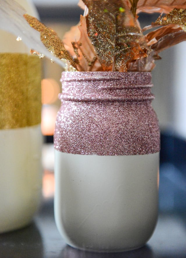 DIY Glittery Winter White Mason Jars I howsweeteats.com DIY Glittery Winter White Mason Jars I howsweeteats.com