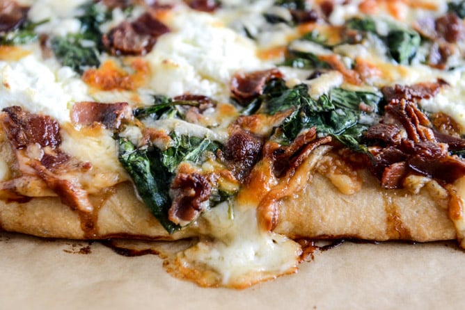 White Pizza with Spinach and Bacon I howsweeteats.com White Pizza with Spinach and Bacon I howsweeteats.com
