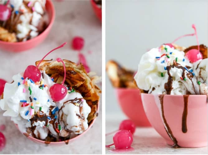 Crispy Croissant Sundaes with Red Wine Hot Fudge I howsweeteats.com Crispy Croissant Sundaes with Red Wine Hot Fudge I howsweeteats.com