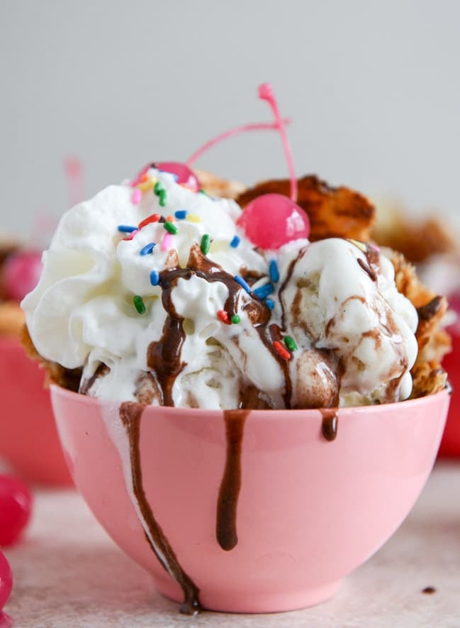 Crispy Croissant Sundaes with Red Wine Hot Fudge I howsweeteats.com Crispy Croissant Sundaes with Red Wine Hot Fudge I howsweeteats.com