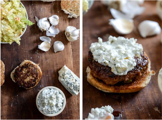 Turkey Burgers with Creamy Gorgonzola and Chili Garlic Slaw I howsweeteats.com Turkey Burgers with Creamy Gorgonzola and Chili Garlic Slaw I howsweeteats.com