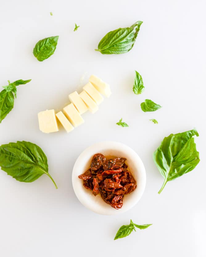 Savory Romano Crusted French Toast with Cherry Tomato Basil Butter I howsweeteats.com