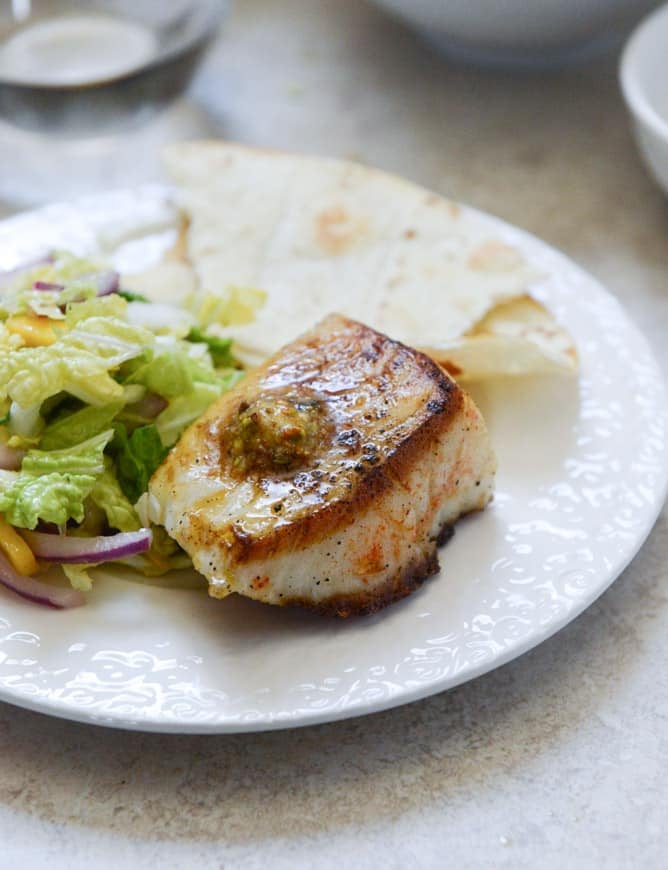 Crisp Skillet Sea Bass with Pistachio Butter I howsweeteats.com Crisp Skillet Sea Bass with Pistachio Butter I howsweeteats.com