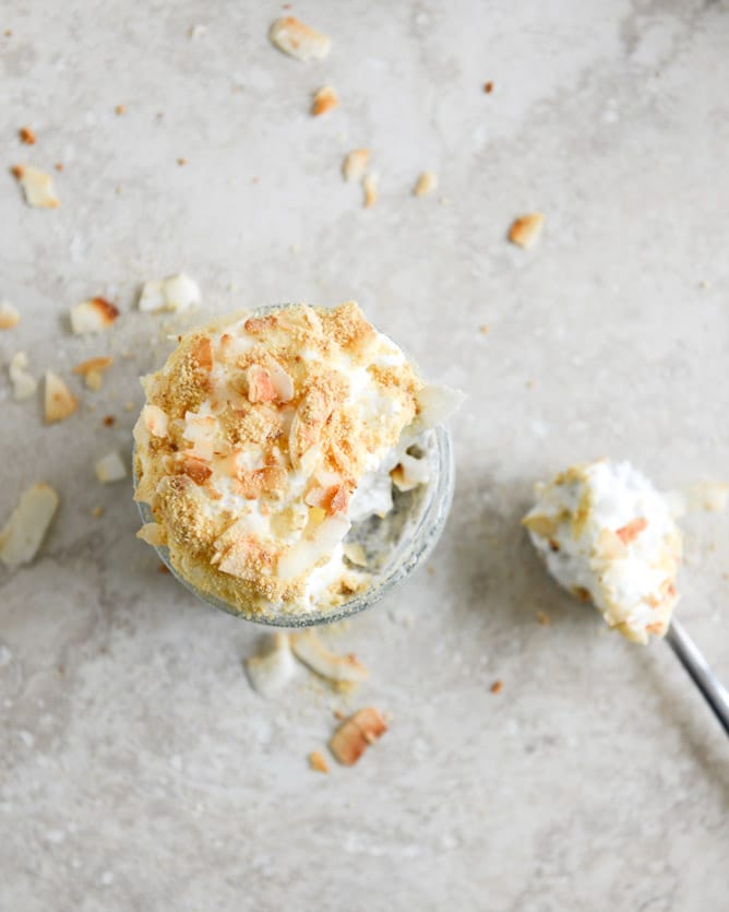 coconut cream pie chia seed pudding I howsweeteats.com