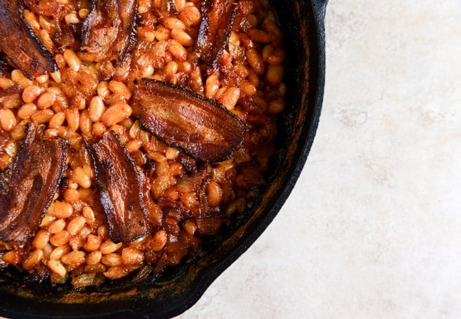 Skillet Baked White Beans. (on toast!) I howsweeteats.com