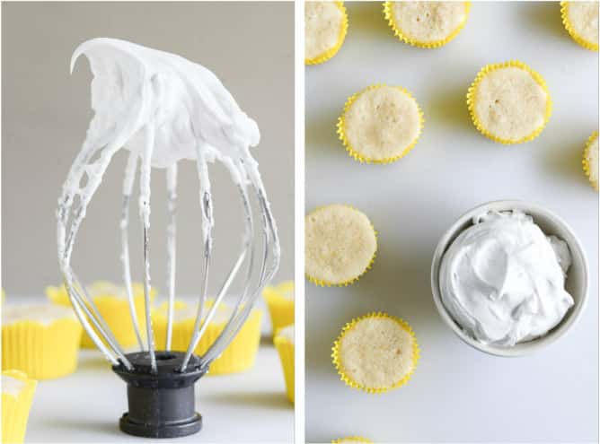 Fluffy Lemon Cupcakes with Whipped Coconut Cream I howsweeteats.com
