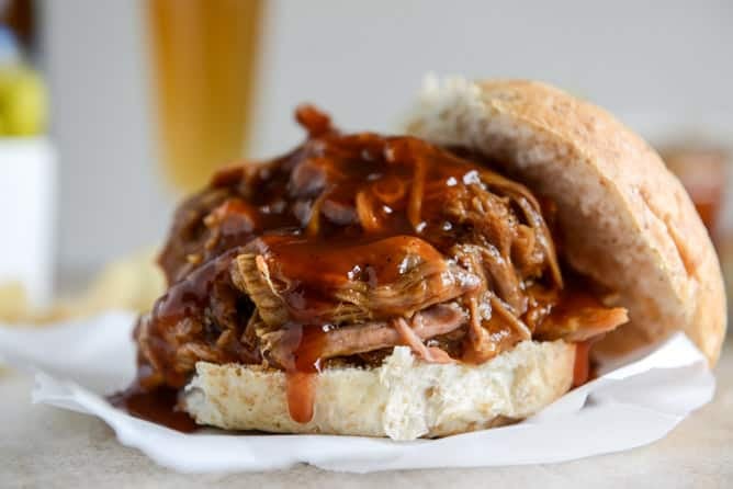 saucy pulled pork sandwiches I howsweeteats.com