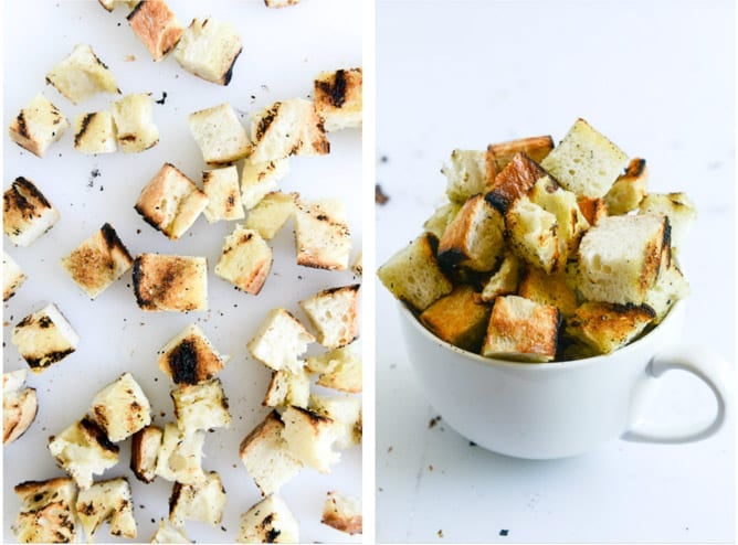 BBQ chicken chopped salad with grilled garlic croutons and honey mustard vinaigrette I howsweeteats.com