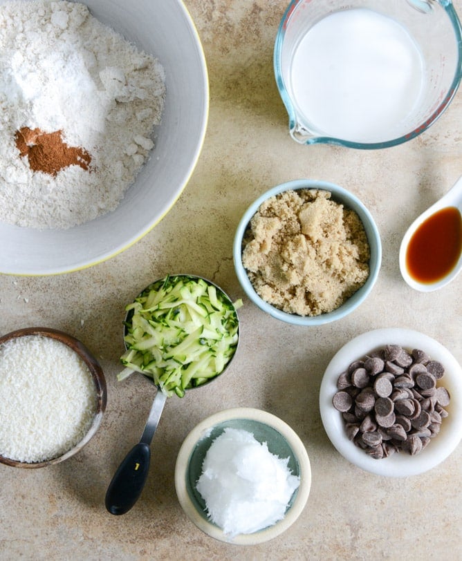 vegan coconut zucchini chocolate chip bread I howsweeteats.com