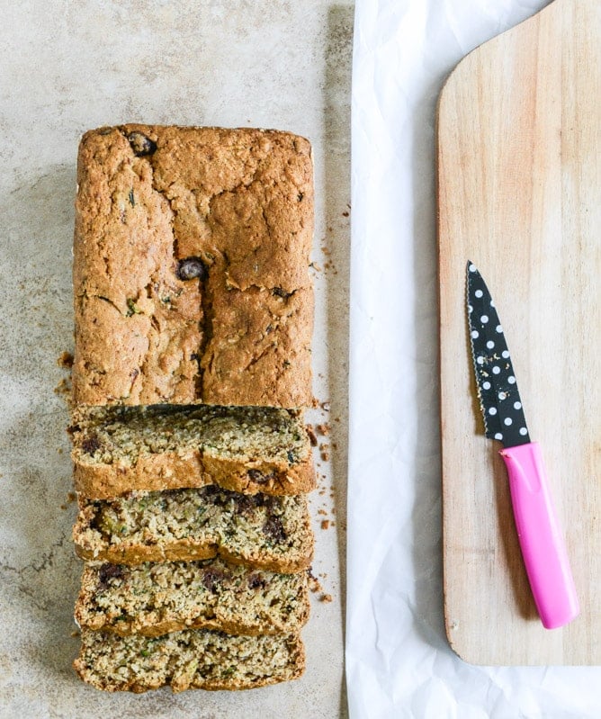 vegan coconut zucchini chocolate chip bread I howsweeteats.com