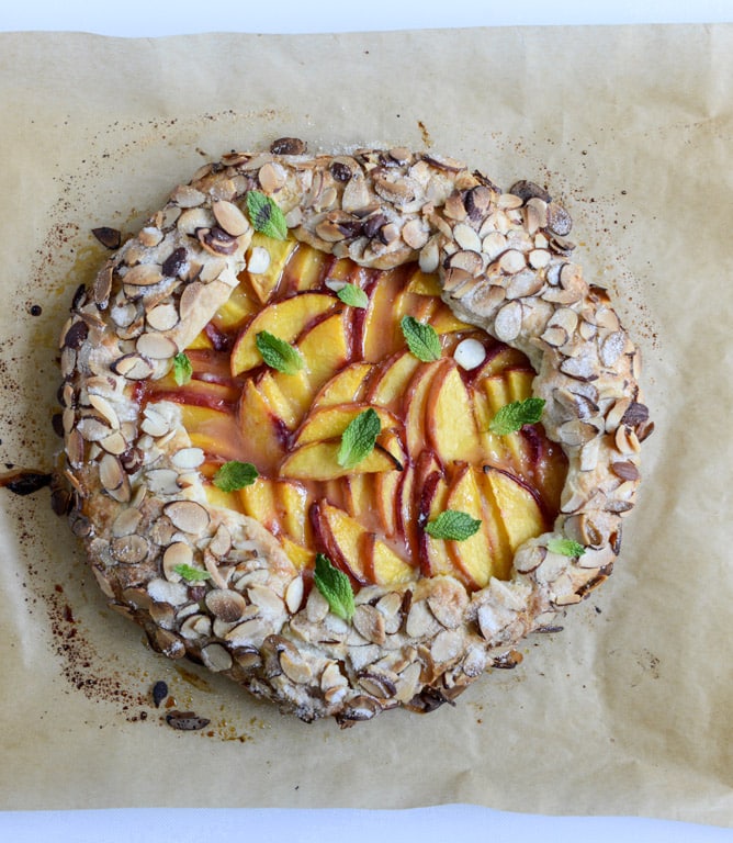 ginger peach galette with almond crust I howsweeteats.com
