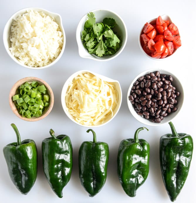 cheese smothered stuffed poblanos I howsweeteats.com