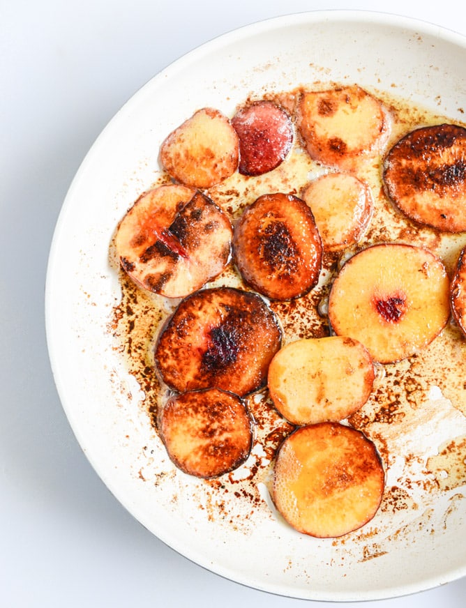 caramelized peach, mascarpone + chocolate grilled cheese I howsweeteats.com