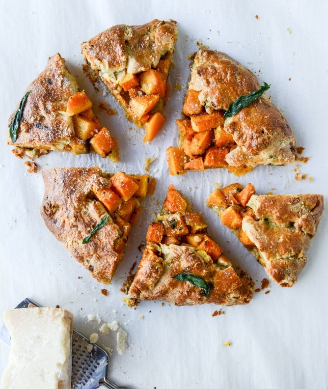 parmesan crusted butternut galette with fried sage I howsweeteats.com