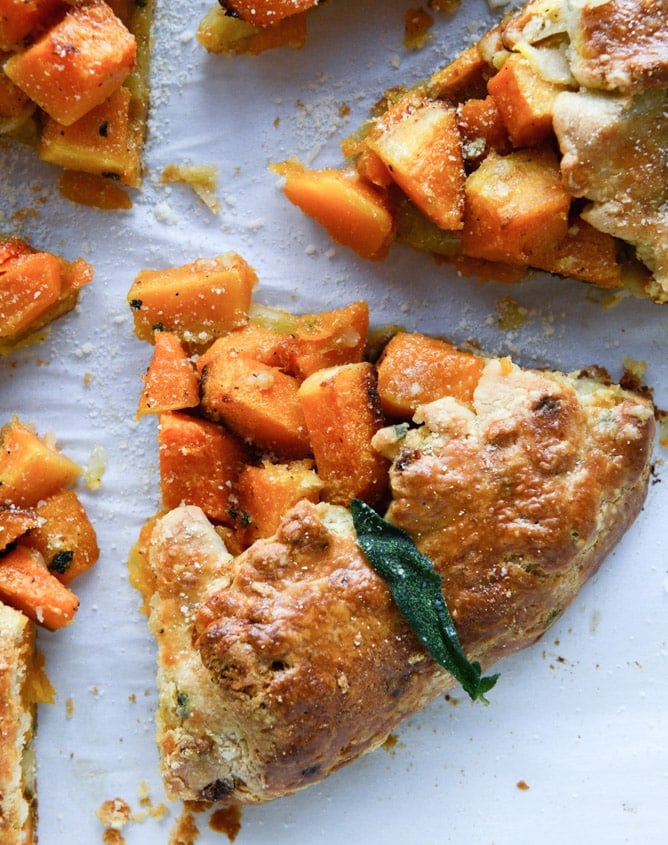 parmesan crusted butternut galette with fried sage I howsweeteats.com