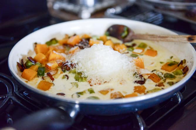 creamy butternut, bacon and leek pappardelle I howsweeteats.com