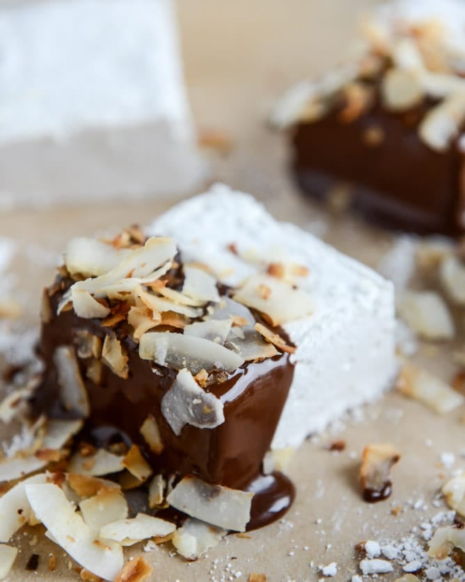 chocolate covered coconut marshmallows I howsweeteats.com
